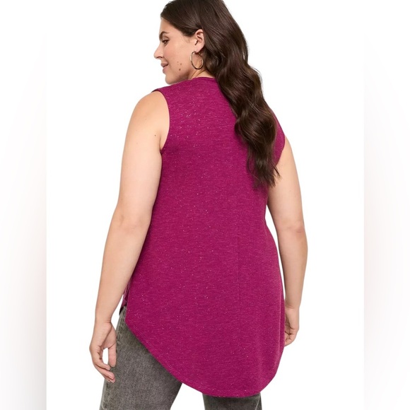 Lane Bryant Women’s Glitter Swing High Neck Tunic Tank Purple Size 22/24W Read. - Picture 2 of 9